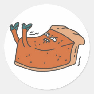 Cute-skrämt pumpa paj - lustig Thanksgiving Runt Klistermärke