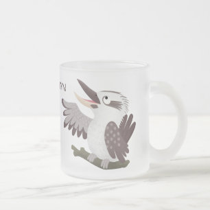 Cute skrattande kookaburra tecknad frostad glasmugg
