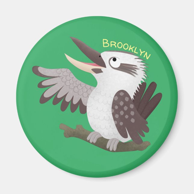 Cute skrattande kookaburra tecknad magnet (Framsidan)