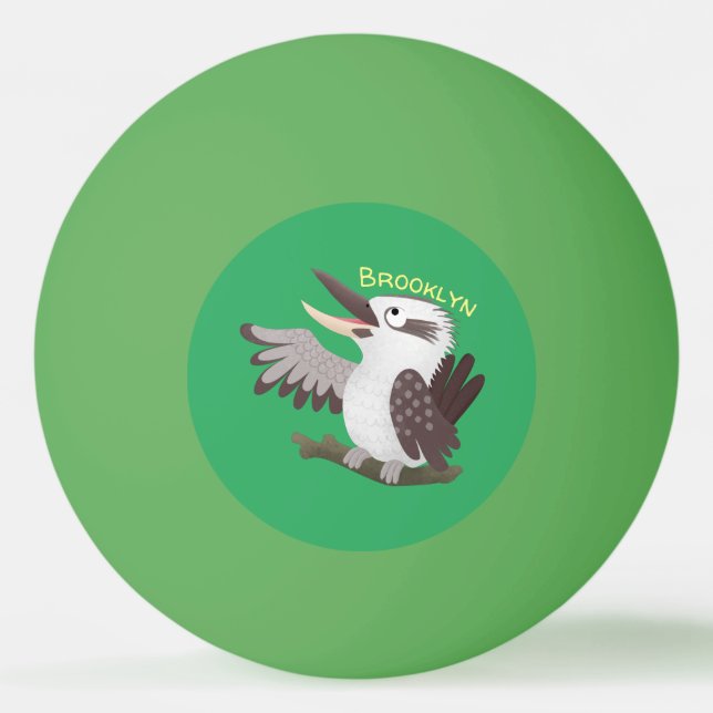 Cute skrattande kookaburra tecknad pingisboll (Framsidan)