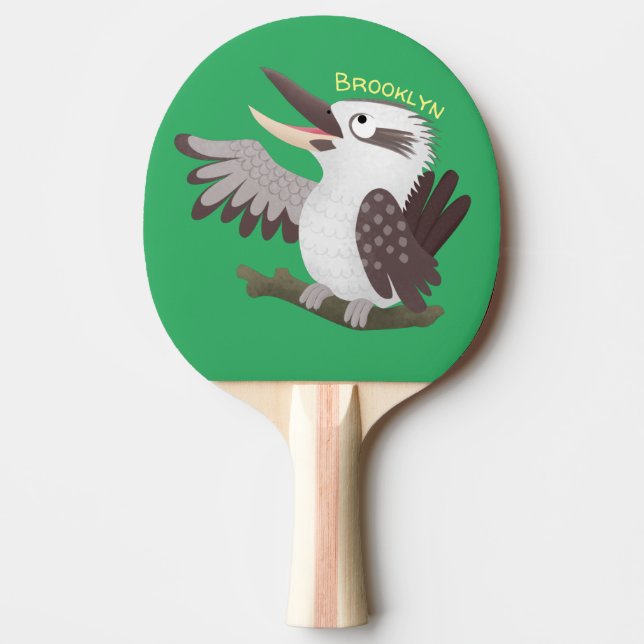 Cute skrattande kookaburra tecknad pingisracket (Framsidan)