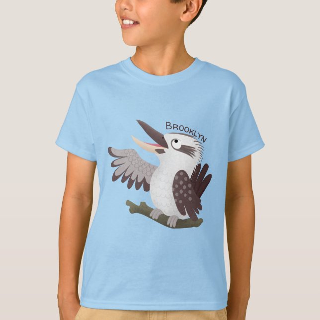 Cute skrattande kookaburra tecknad t shirt (Framsida)
