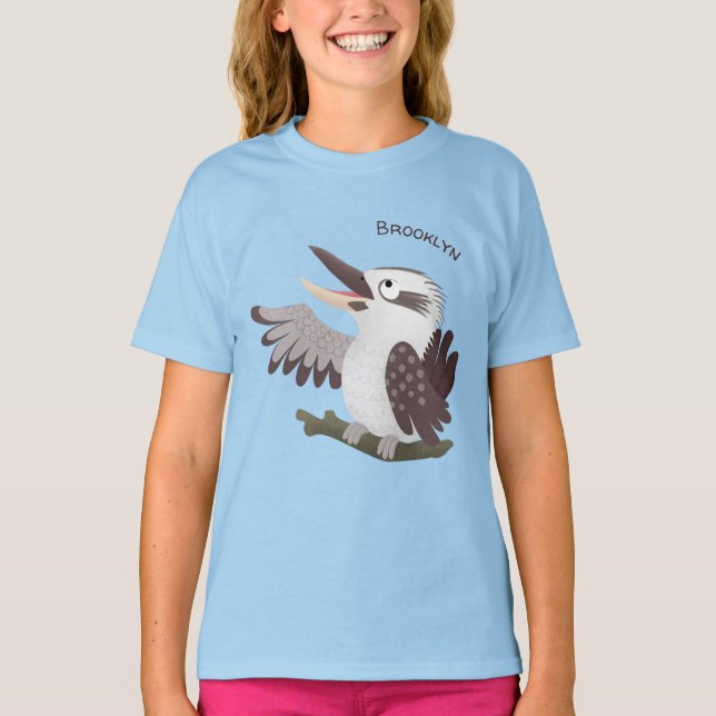 Cute skrattande kookaburra tecknad t shirt (Framsida)