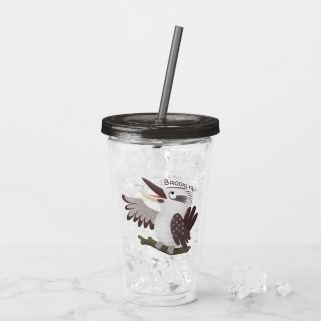 Cute skrattande kookaburra tecknad take away mugg (Baksida Ice)