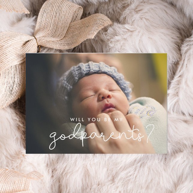 Cute-skript Godföräldrar frieri fotokort Inbjudningar (Skapare uppladdad)
