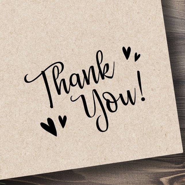 Cute-skript och hjärttack stämpel (Cute script and hearts thank you rubber stamp)