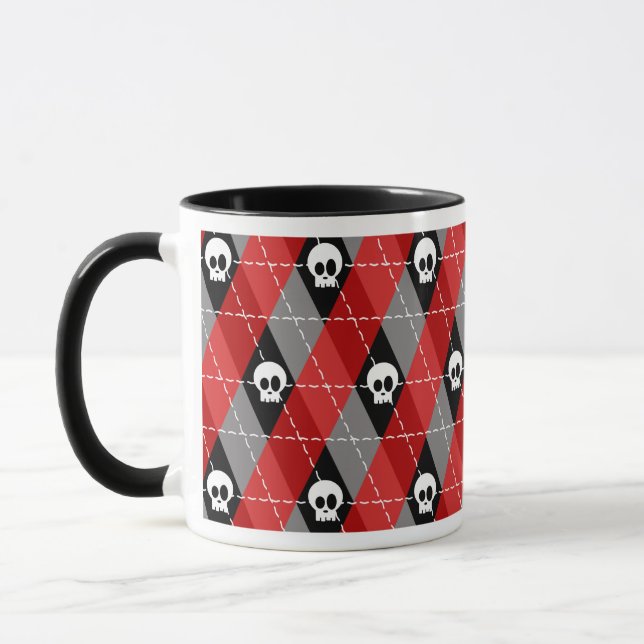 Cute Skull Argyle Mönster Mugg (Vänster)