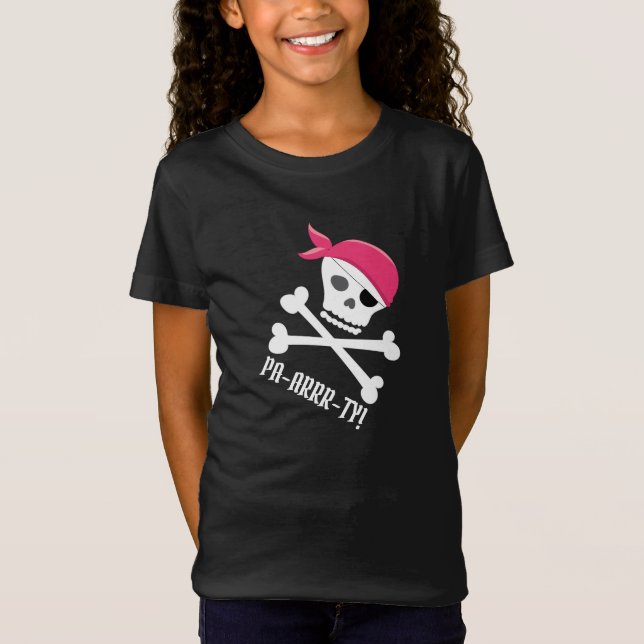 Cute Skull Crossbone Pirat Theme Pa-arrr-ty! T Shirt (Framsida)