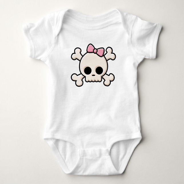 Cute Skull Flicka T-Shirt (Framsida)