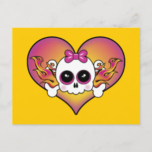 Cute Skull Heart Vykort