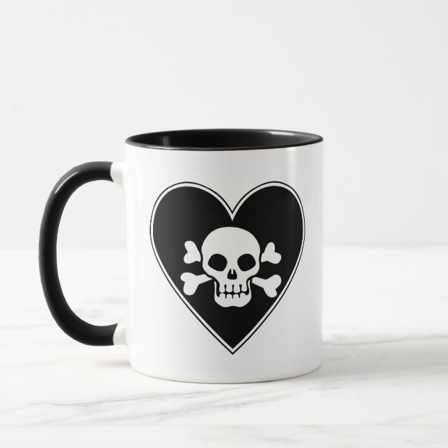 Cute Skull i hjärtat Mugg (Vänster)