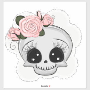 Cute Skull med Ro Klistermärken