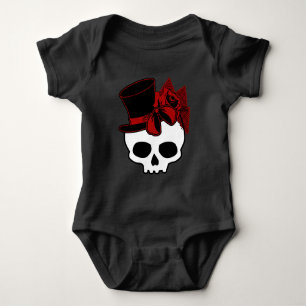 Cute Skull med röd bin Top hat Ro T Shirt