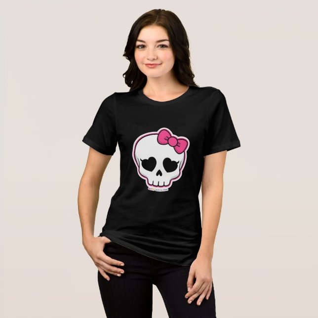 Cute Skull med Rosa Bow - Spooky Kawaii Women's T Shirt (Framsida Full)