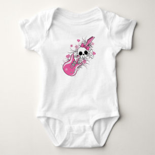 Cute Skull med Rosa Guitar T-shirt
