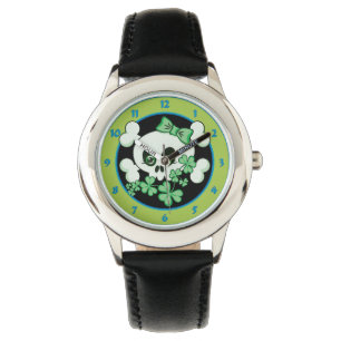 Cute Skull med Shamrocks Armbandsur