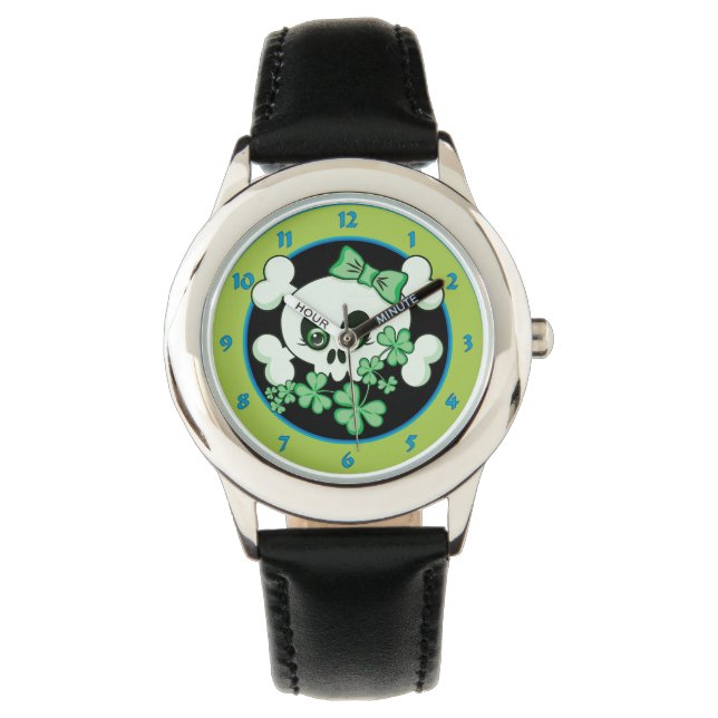 Cute Skull med Shamrocks Armbandsur (Framsida)