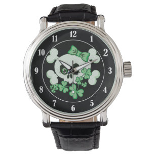 Cute Skull med Shamrocks Armbandsur
