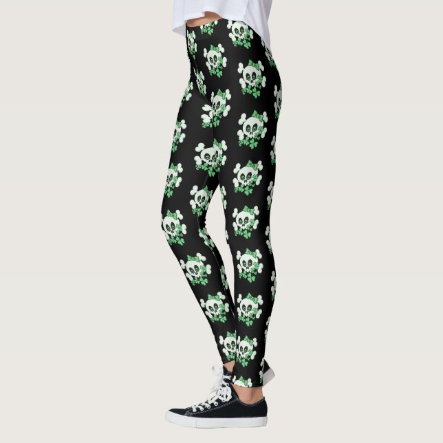 Cute Skull med Shamrocks Leggings (Vänster)