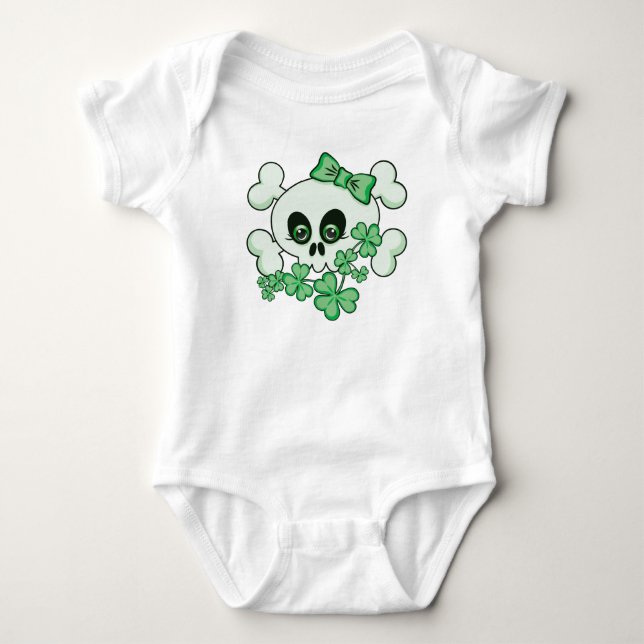 Cute Skull med Shamrocks T-shirt (Framsida)
