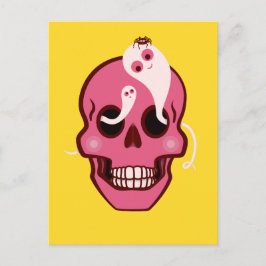 Cute Skull med spider och Spöken i Öga-socklar Vykort