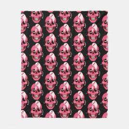 Cute Skull med Spöken i Öga Halloween Mönster Fleecefilt