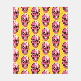 Cute Skull med Spöken i Öga Sockets Mönster Fleecefilt