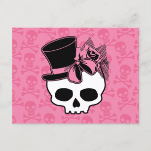 Cute Skull med vykort för Rosa i Top hat Ro