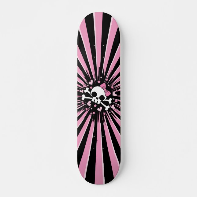 Cute Skull Mini Skateboard Bräda 18,5 Cm (Framsida)