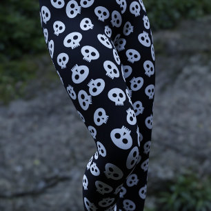 Cute Skull Mönster Goth Halloween Leggings