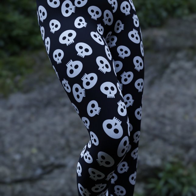 Cute Skull Mönster Goth Halloween Leggings (Cute skull pattern leggings perfect for Halloween fun!)