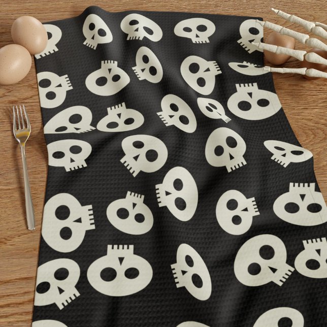 Cute Skull Mönster Halloween Kitchen Towel Kökshandduk (Cute skull pattern kitchen towel perfect for your Halloween Kitchen)