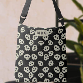 Cute Skull Mönster tryckt på korsbrödtext i korsbl Axelväska