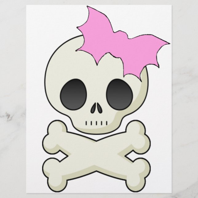 Cute Skull n Crossbone med Fladdermus Bow Reklamblad (Framsidan)