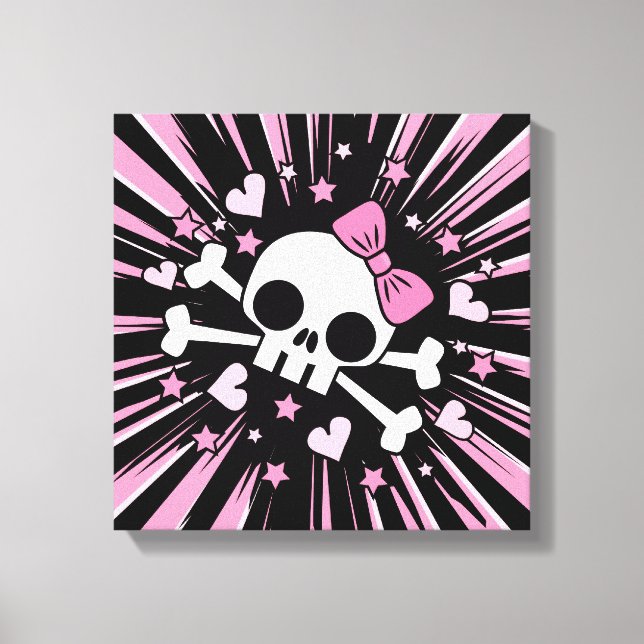 Cute Skull och Crossbone Canvastryck (Framsida)
