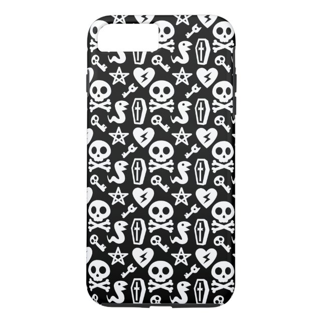 Cute Skull och Crossbone Halloween Mönster Case-Mate iPhone Skal (Baksida)