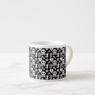 Cute Skull och Crossbone Halloween Mönster Espressomugg