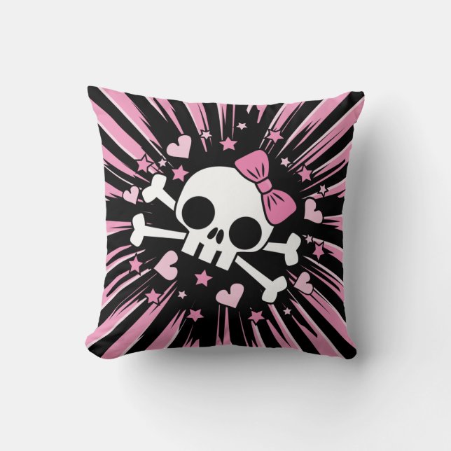 Cute Skull och Crossbone Kudde (Framsida)