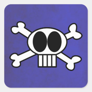 Cute Skull och Crossbone med Big Black Öga Fyrkantigt Klistermärke