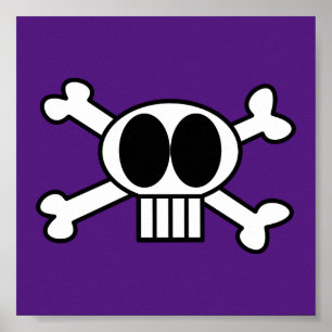 Cute Skull och Crossbone med Big Black Öga Poster