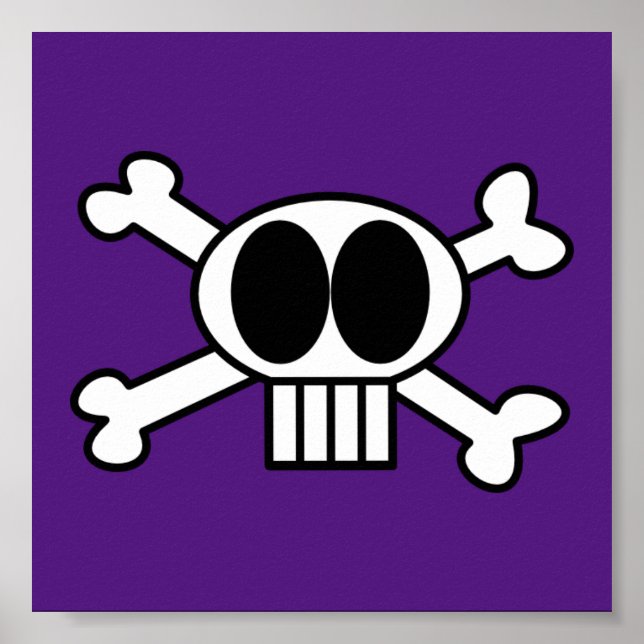 Cute Skull och Crossbone med Big Black Öga Poster (Framsidan)