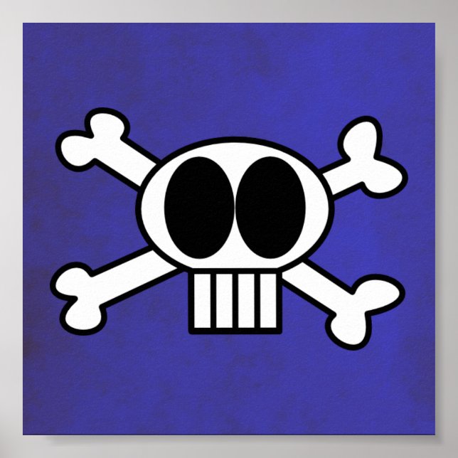 Cute Skull och Crossbone med Big Black Öga Poster (Framsidan)