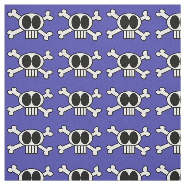 Cute Skull och Crossbone med Big Black Öga Tyg (Provkarta)