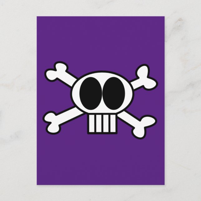 Cute Skull och Crossbone med Big Black Öga Vykort (Framsida)