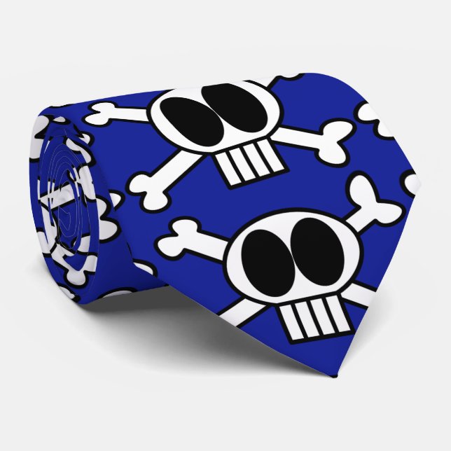 Cute Skull och Crossbone med Big Black Ögon Slips (Rullad)