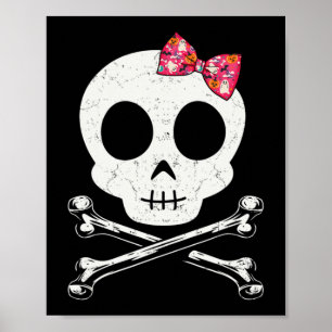 Cute Skull och Crossbone Rosa Bow Tie Halloween S Poster