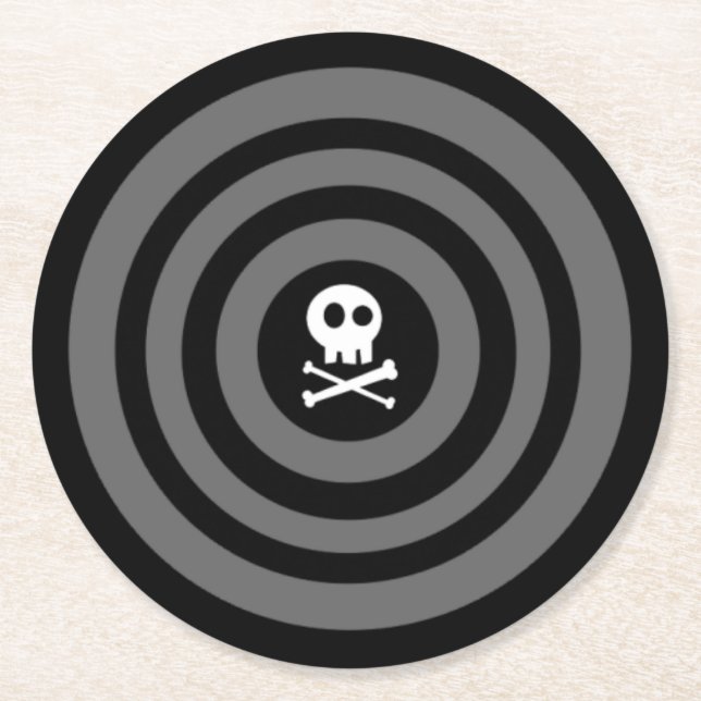 Cute Skull och Crossbone Underlägg Papper Rund (Framsidan)