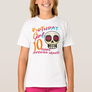 Cute Skull och Hearts Anpassningsbar Birthday T Shirt