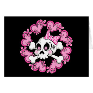 Cute Skull och Hjärter Hälsningskort