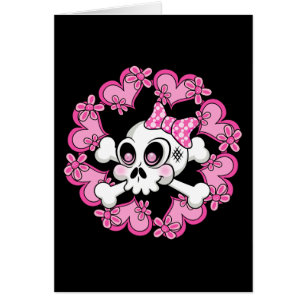 Cute Skull och Hjärter Hälsningskort